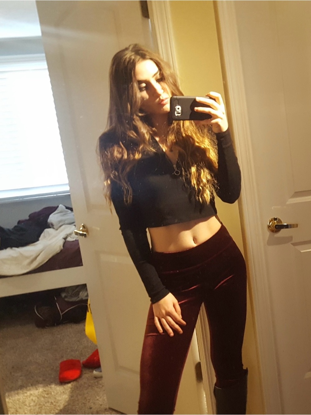 Garage Velvet Leggings in Plum/Magenta